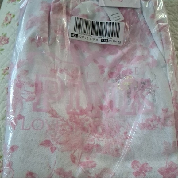 NWT LoveShackFancy x VS Pink Everblooming White wide leg sweatpants - M - Picture 7 of 13
